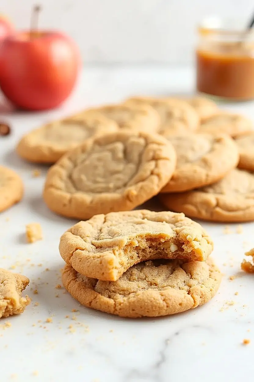 Apple Butter Cookies on a white marble surface.