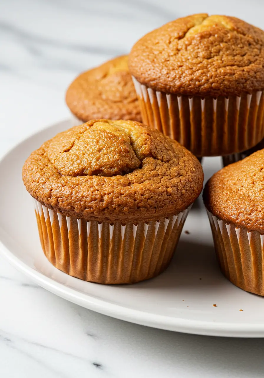 Applesauce muffins on a white plate.