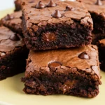 Black bean brownies on a light-yellow plate.