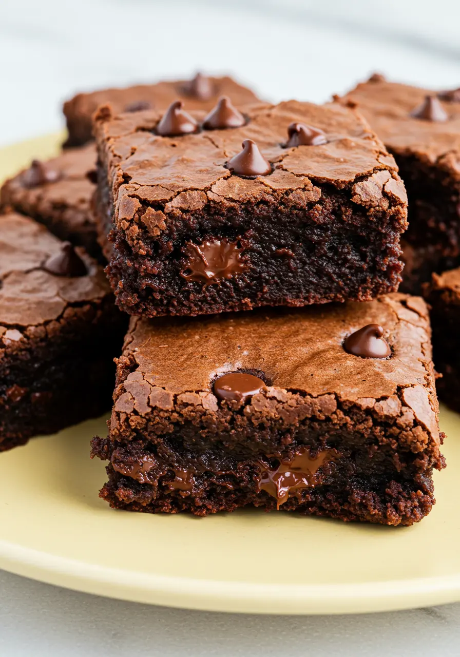 Black bean brownies on a light-yellow plate.