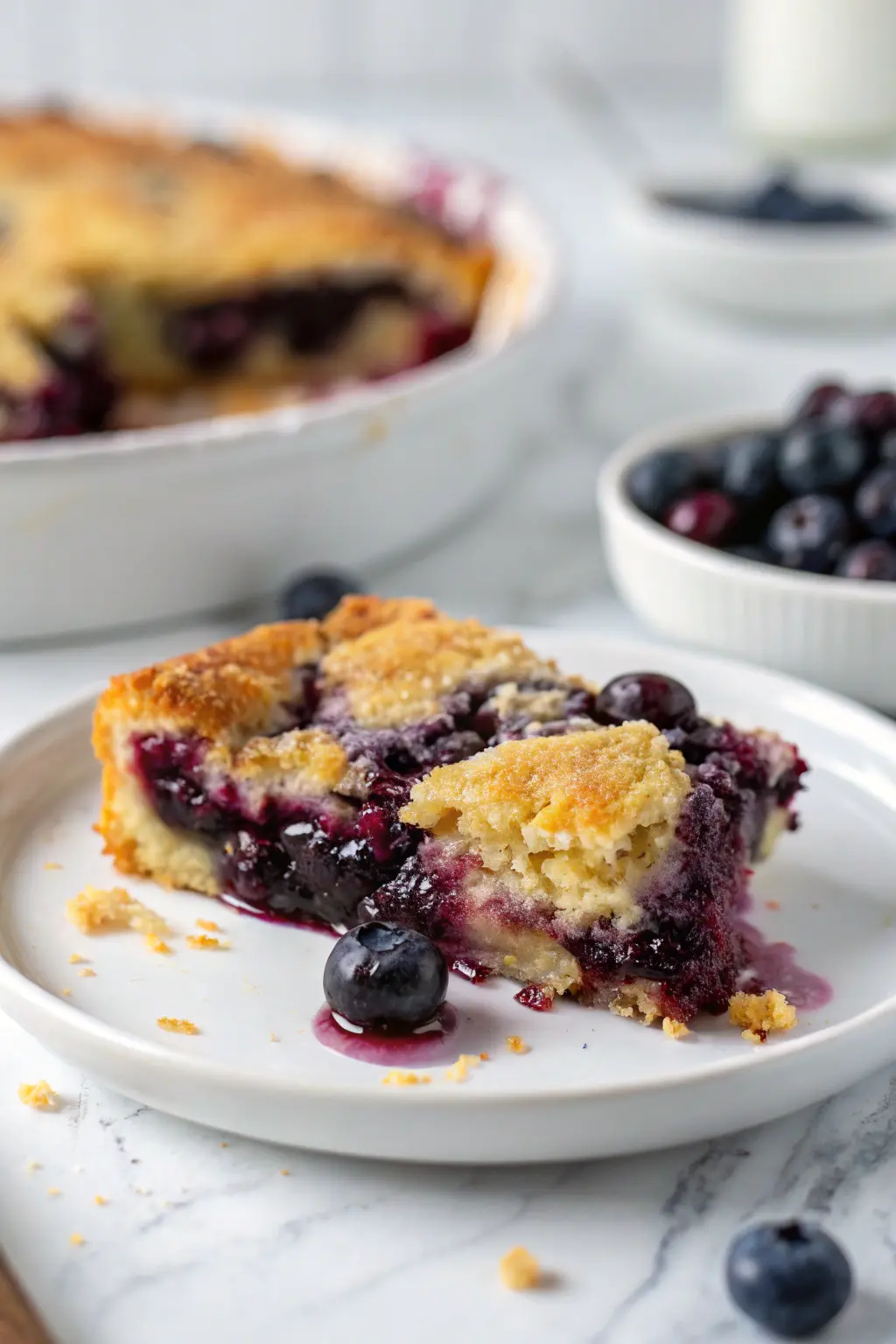 Big slice of Blueberry Dump Cake.