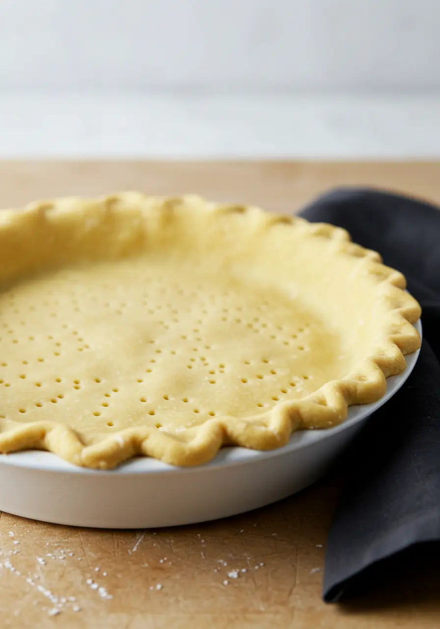 Butterscotch pie crust in a pie dish.