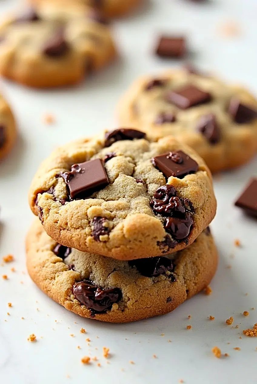 Stack Of Chick Fil A Cookie Recipe on a white marble surface.