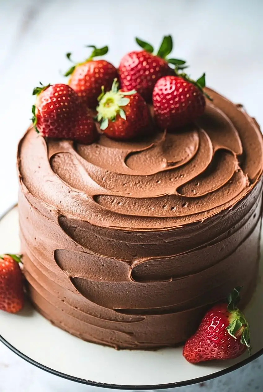 Chocolate Cake with Strawberries.
