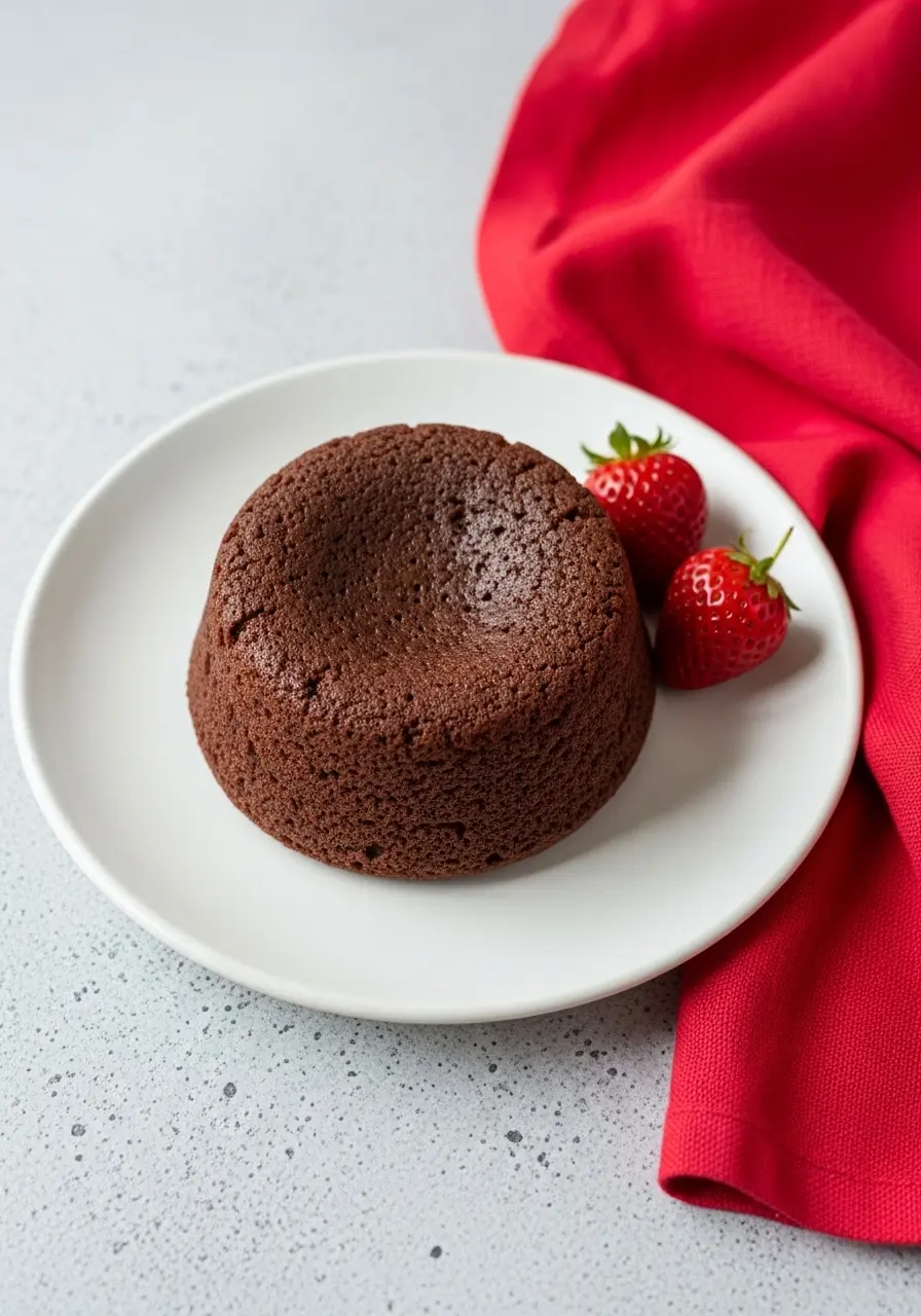 Chocolate lava cake on a white.