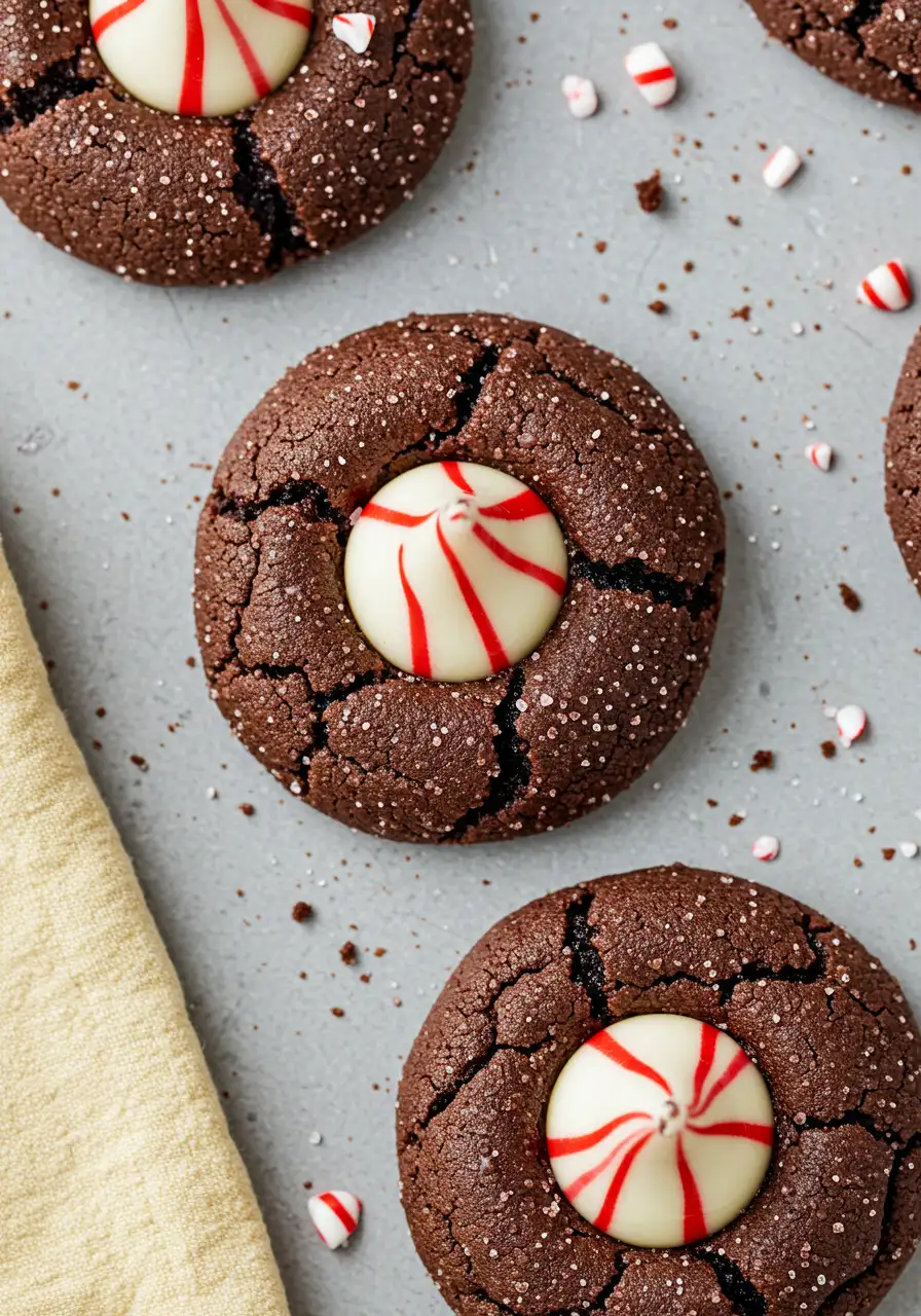 Chocolate peppermint blossoms on a gray surface.