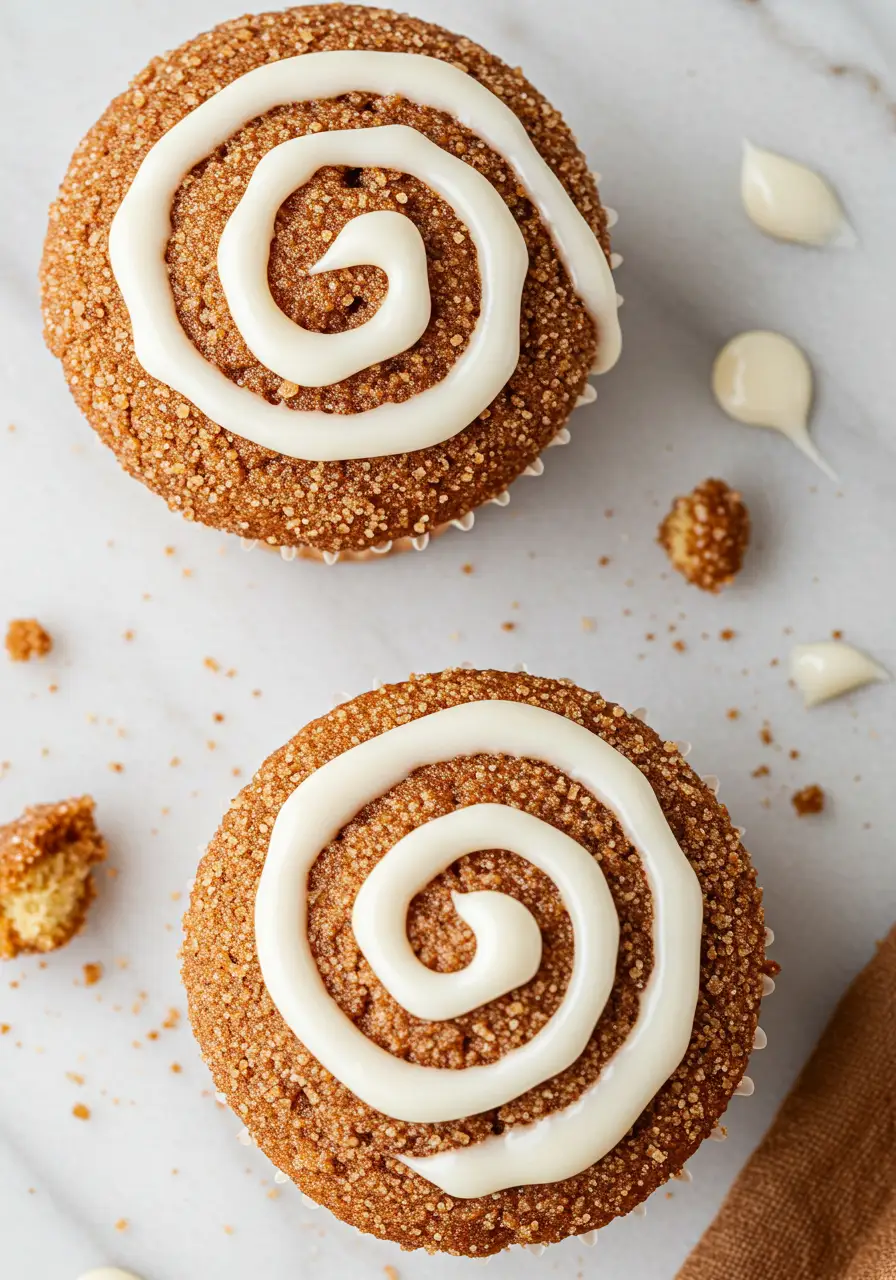 Two cinnamon roll muffins.