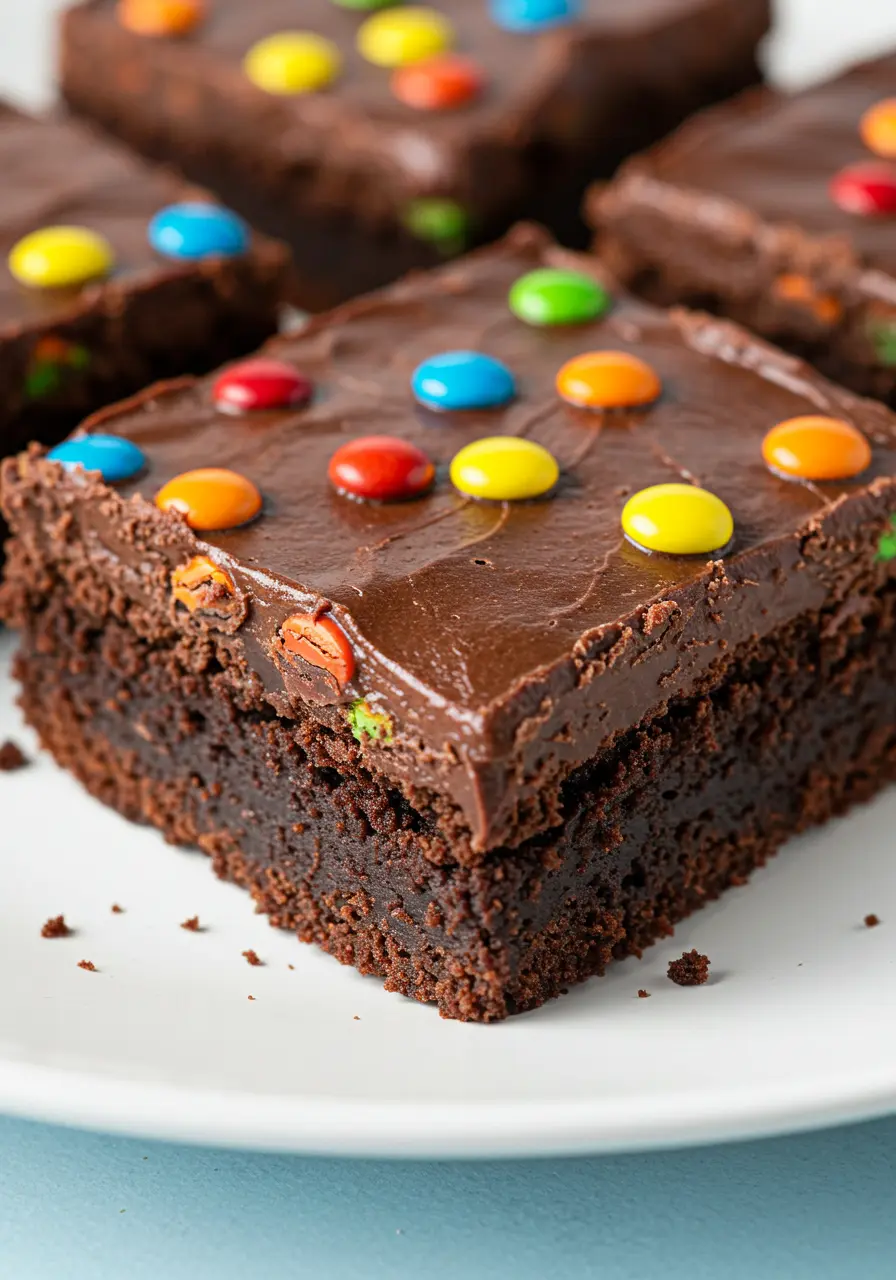 Cosmic brownies on a white plate against a light blue surface.