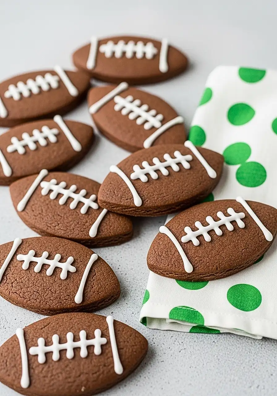 Football cookies on a light gray.