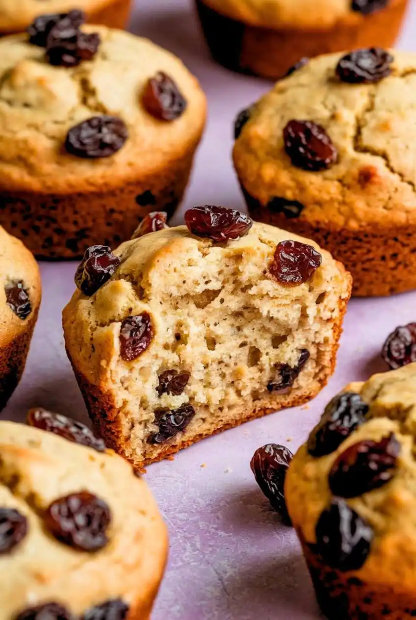 Gabs raisin muffins, with one split in half.