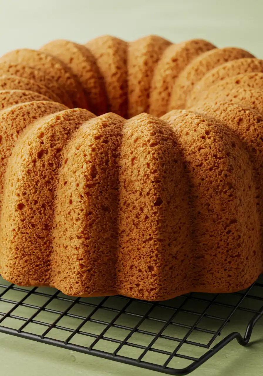 Freshly Baked key lime pound cake rests on a cooling rack.