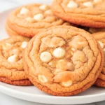 Orange creamsicle cookies placed on a white plate.