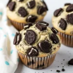 Oreo muffins on a light gray surface.