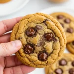 A hand holding a peanut butter chocolate chip Cookie.