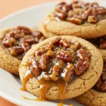 Pecan pie cookies on a white plate.
