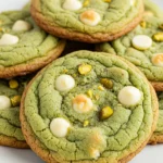 Pistachio cookies on a white plate.