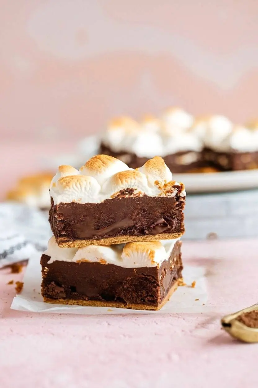 S'mores Brownies on a piece of parchment paper