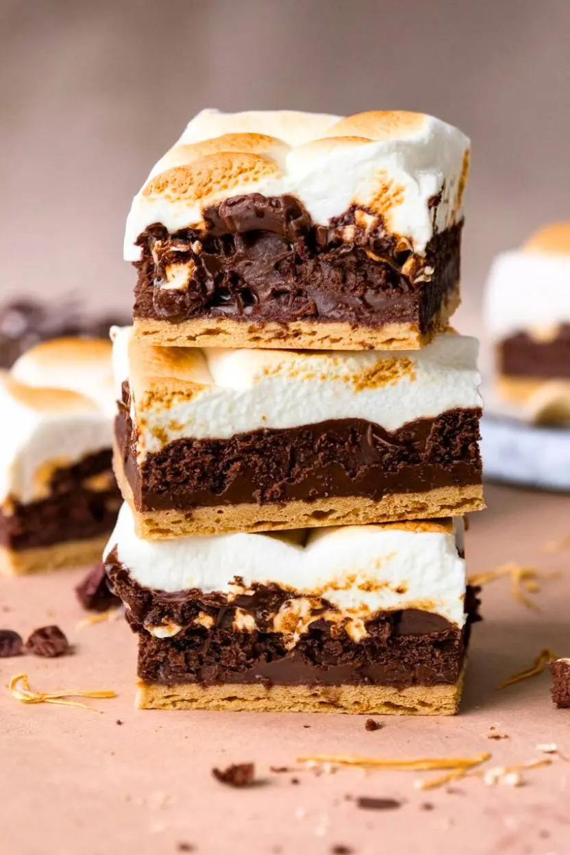 Stack of S'mores Brownies