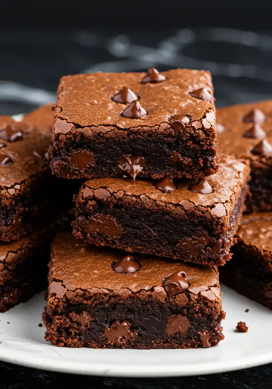 Sweet potato brownies on a white plate.