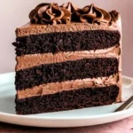 Slice of swiss chocolate chalet cake